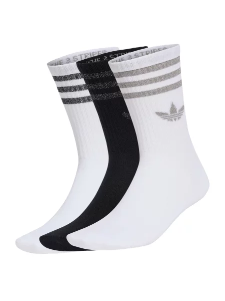 ADIDAS ORIGINALS Șosete 3 STRIPES GLITTER CREW 3 PAIRS gri metalic / negru / argintiu alb
