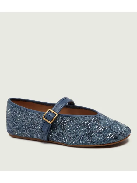 Coach De blugi balerini Signature Mary Jane cu adaos de piele albastru