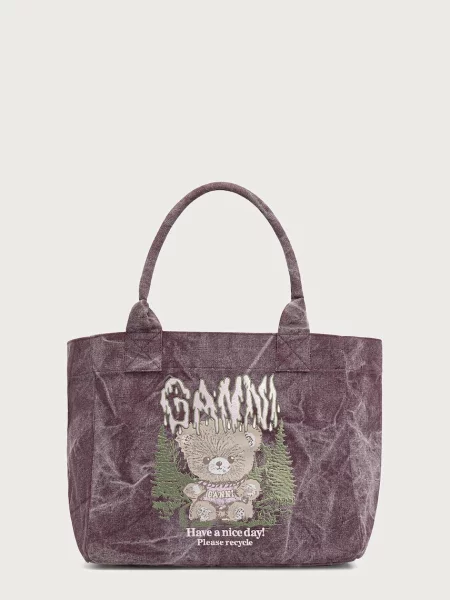GANNI Medium Snow Teddy Bear geantă shopper pentru femei din