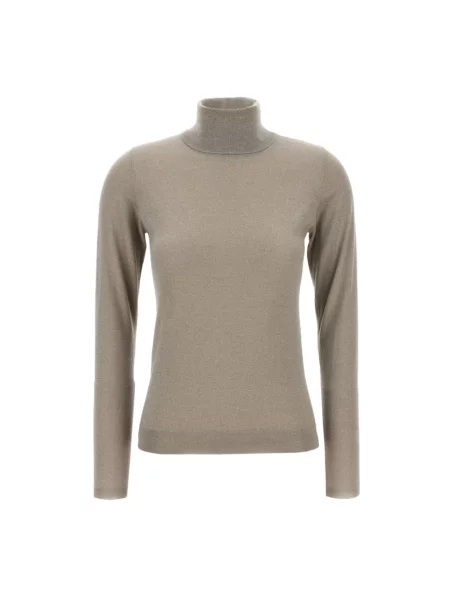 Sweter z golfem Brunello Cucinelli do golfa brązowy