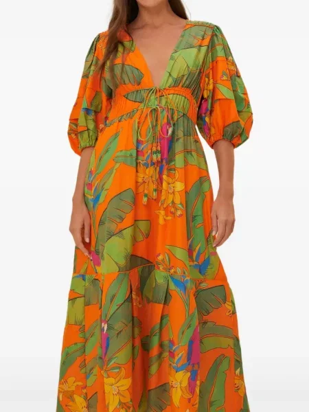Sukienka midi Farm Rio z nadrukiem do kolan garniturowa pomarańczowa