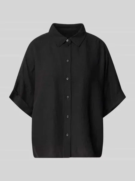 Bluzka o kroju regular fit z mieszanki lnu i model BISENAS' Boss Orange czarna