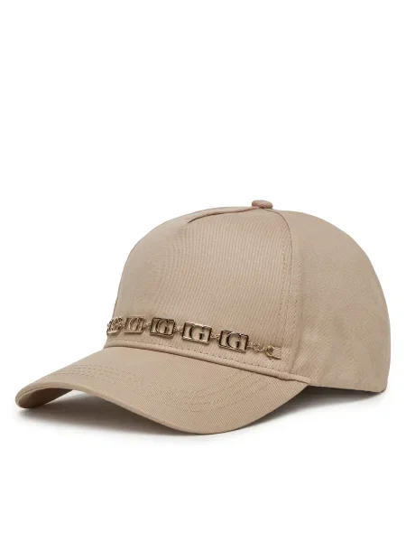 Шапка с козирка Guess с апликация бежово