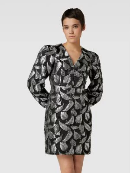 Sukienka mini ze wzorem na całej powierzchni model ‘PAULA’ Selected Femme srebrna