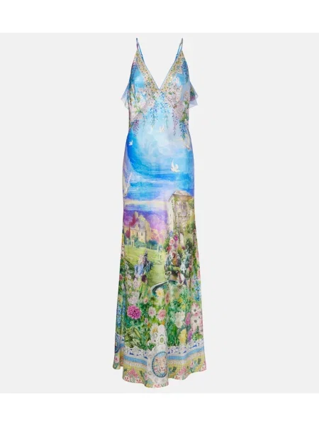 Rochie Camilla de mătase cu imagine de costum