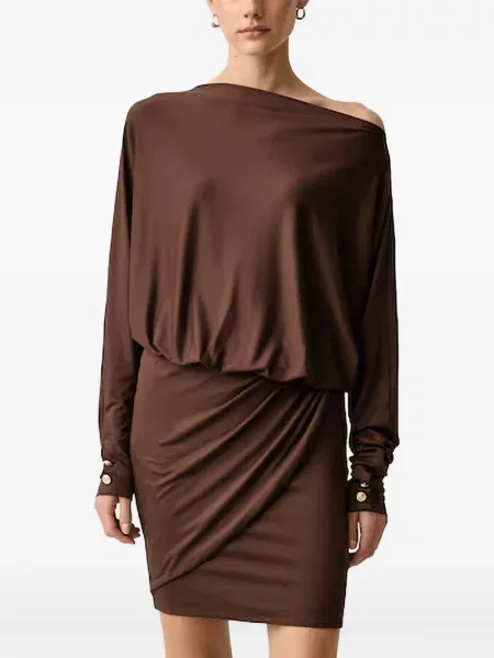 Rochie mini Guess drapată maro