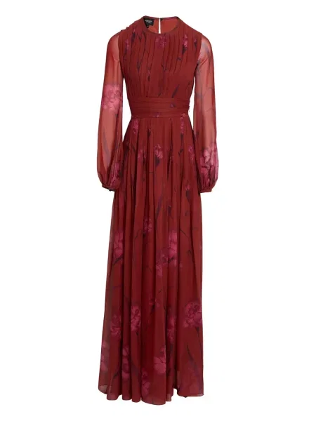 Rochie maxi Giambattista Valli cu model floral cu imagine de costum roșu