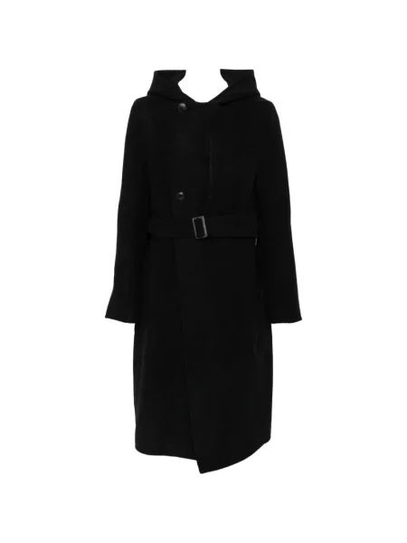 Cu centură palton Rick Owens cu glugă negru