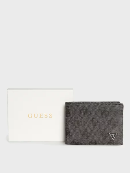 Кожаный кошелек Guess серый
