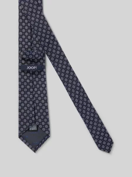 Krawat z jedwabiu z fakturowanym wzorem Joop! Collection granatowy