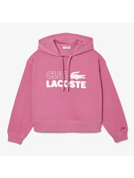 Lacoste Bluza Z Kapturem Z Nadrukiem Teksturowanym różowa