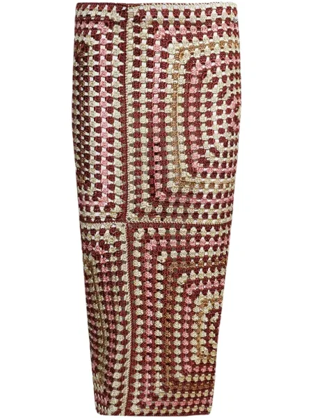 Spódnica midi Calle Del Mar do kolan brązowa