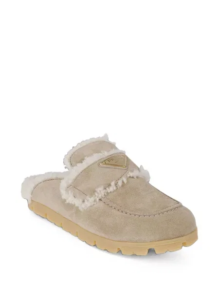 Papuci tip mules Prada din piele de căprioară