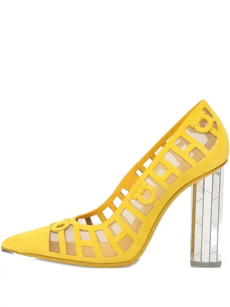 Pantofi cu toc Ferragamo din piele galben
