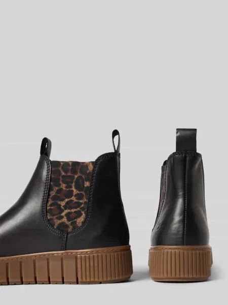 Buty chelsea z naturalnej skóry bydlęcej Tamaris czarne