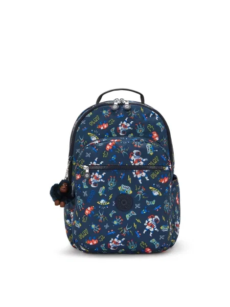 KIPLING Rucsac Seoul Colllege Extra bleumarin / galben / roșu alb