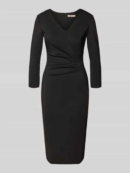 Sukienka koktajlowa o długości do kolan z dekoltem w serek Rinascimento czarna