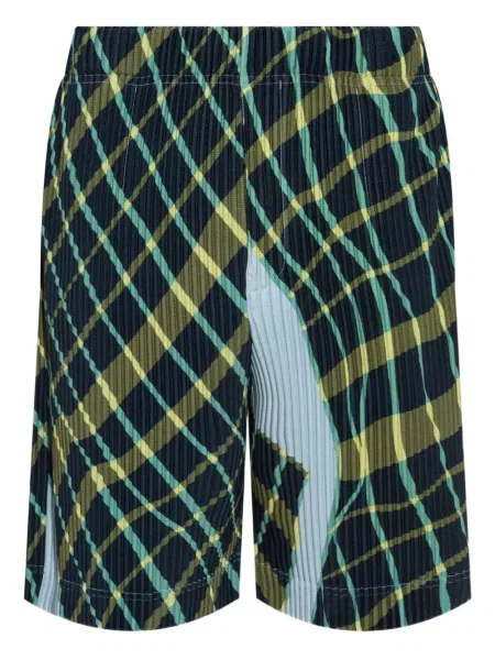 Kostkované kraťasy Homme Plissé Issey Miyake modré