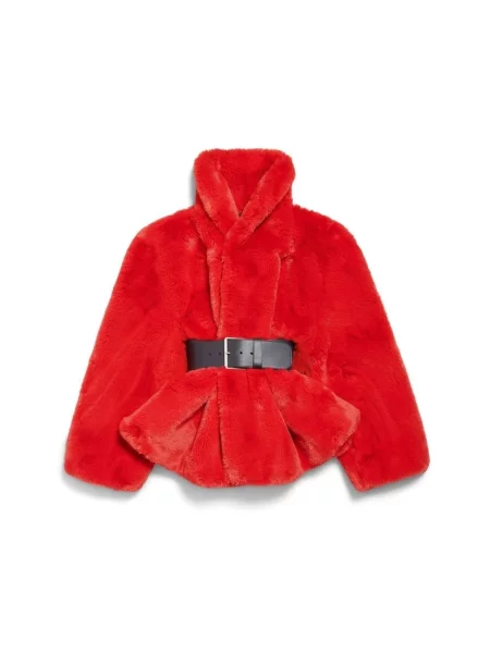 Lniana kurtka Balenciaga czerwona