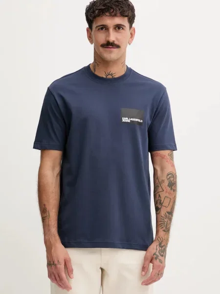Тениска Karl Lagerfeld Jeans с принт синьо