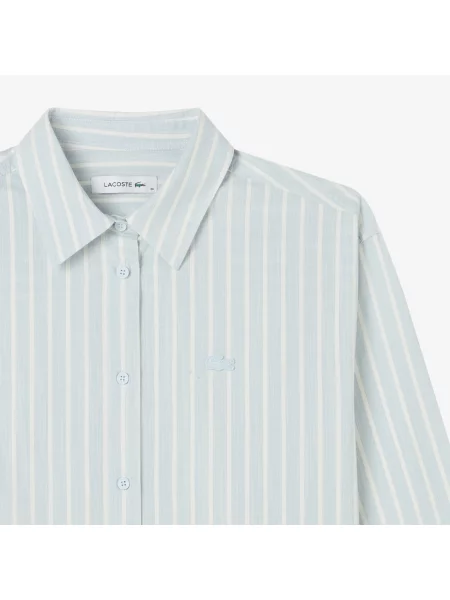 Lacoste Koszula W Paski Relaxed Fit niebieska
