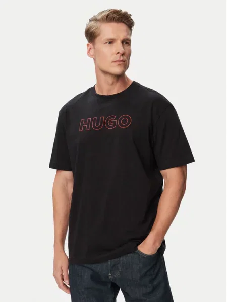 HUGO Tricou Ezra negru