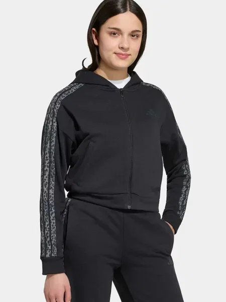 Adidas mikina na s kapucňou detská s bavlnou čierna