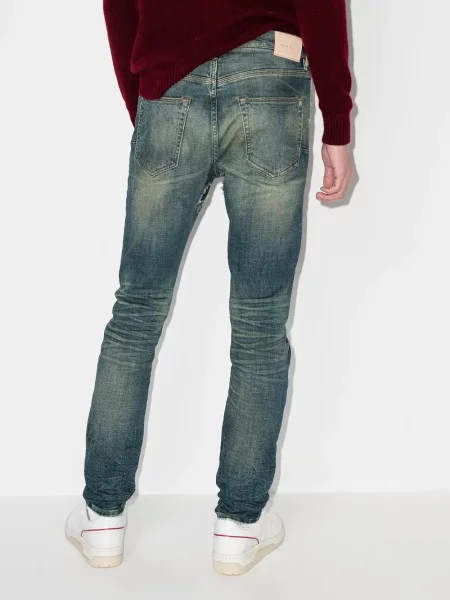Straight fit džíny Purple Brand s nízkým pasem modré