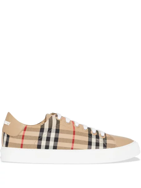 Tenisice Burberry s vezicama karirane s čipkom smeđa