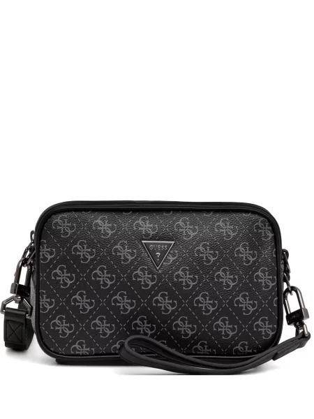 Matlasat geantă crossbody Guess cu imagine negru