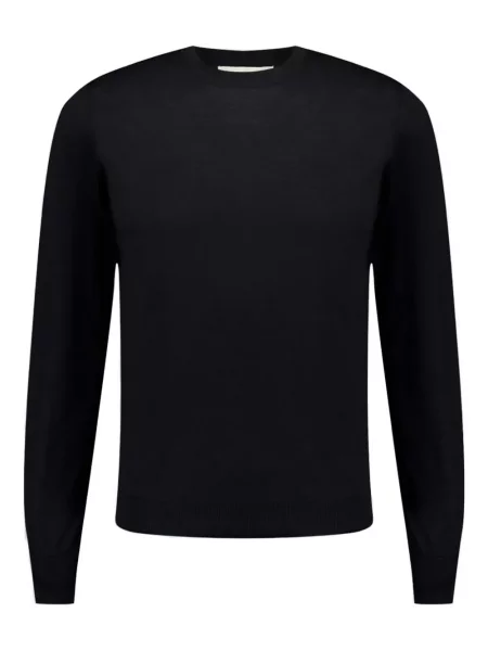 Pulover Piacenza Cashmere de lână cu decolteu rotund negru