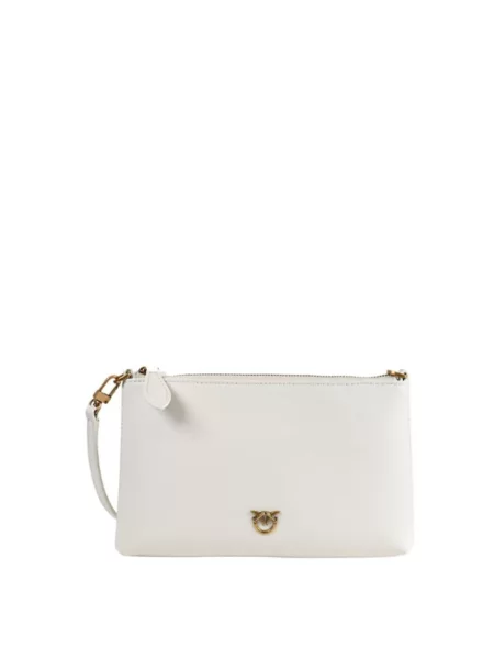 Pinko kopertówka skórzana beżowy biała