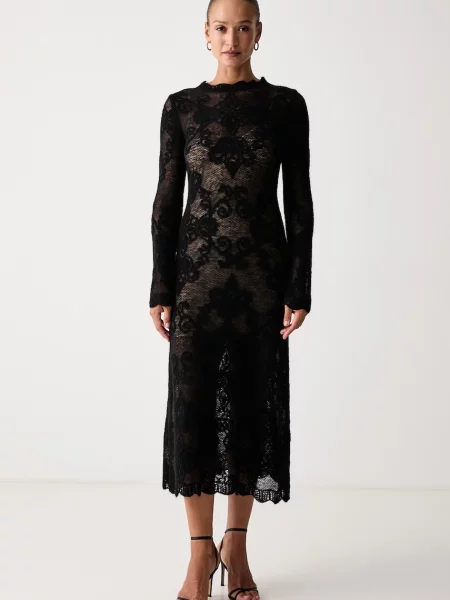 Twinset rochie cu amestec de lână negru