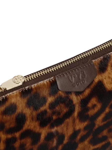 Geantă V°73 din piele cu imagine cu model leopard maro