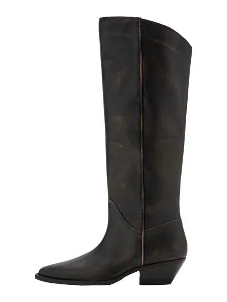 MANGO Kozačky Kami tmavě hnědá