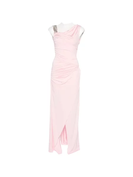 Rochie maxi Amen cu volane asimetrică roz