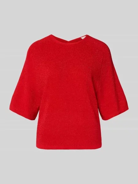 Sweter z dzianiny z rękawem o dł. model ‘CODY’ Ichi czerwony