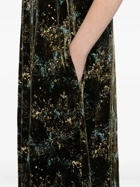 Rochie maxi Yangkehan cu model floral cu imagine de costum verde