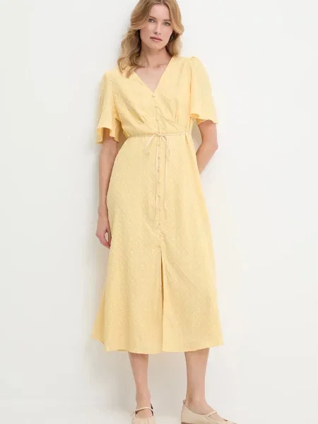 Answear Lab rochie midi evazati galben