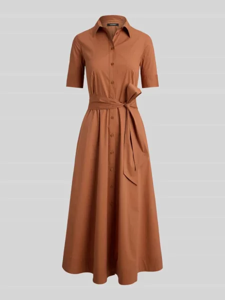 Taliowana sukienka casualowa z mieszanki bawełny Lauren Ralph Lauren pomarańczowa