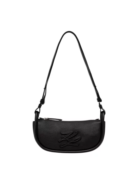 Karl Lagerfeld torebka skórzana K/AUTOGRAPH czarna
