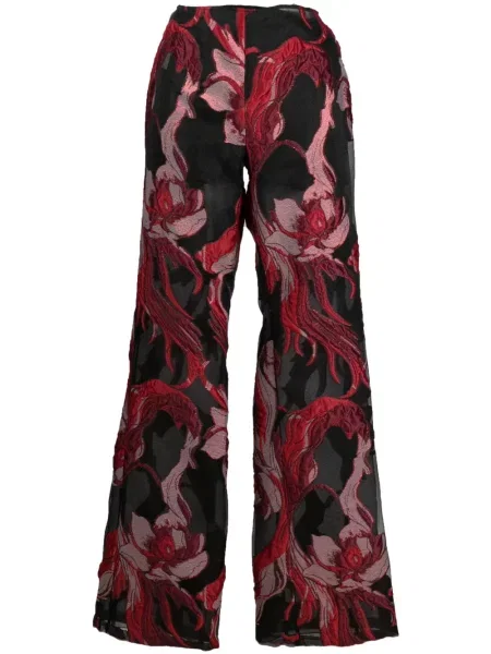 Pantaloni Alberta Ferretti cu model floral negru