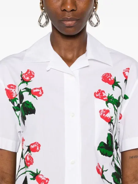 Cămașă Loewe cu model floral cu imagine alb