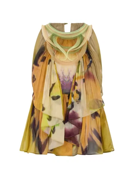 Bluză Alberta Ferretti de mătase cu imagine cu imprimeu abstract galben