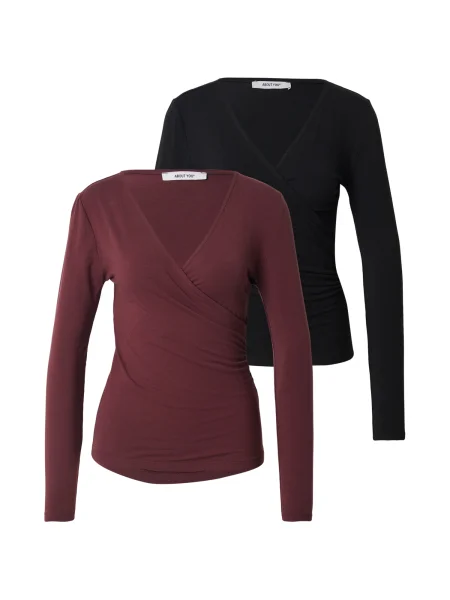 ABOUT YOU Tričko Natalie burgundská červeň černá