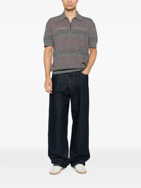 Tricou polo Drole De Monsieur cu dungi gri