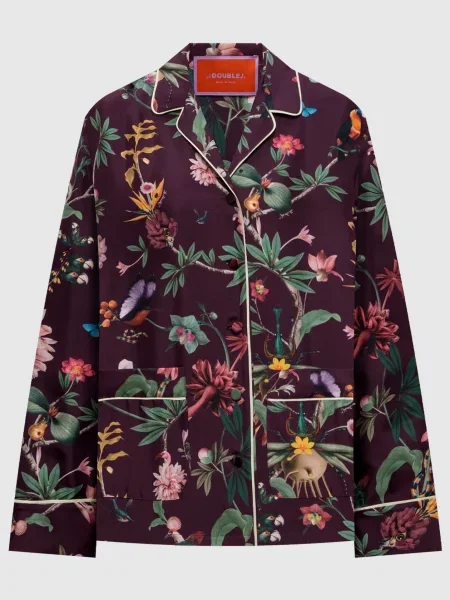 Блуза із шовку в стилі піжами La Doublej бордова