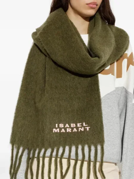 Fular Isabel Marant cu broderie verde