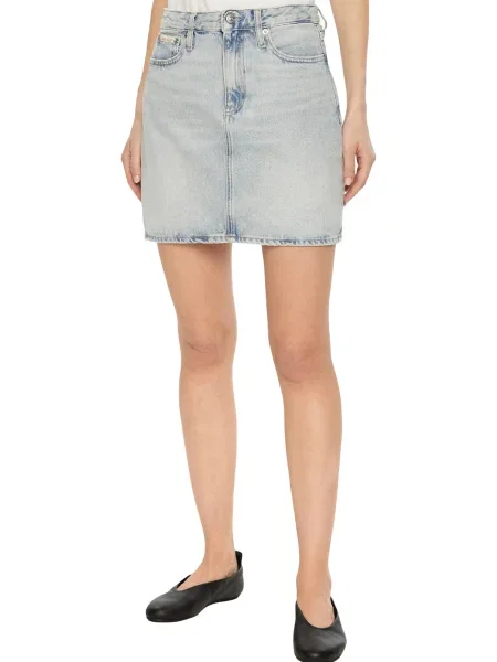 Fustă din denim Calvin Klein albastru