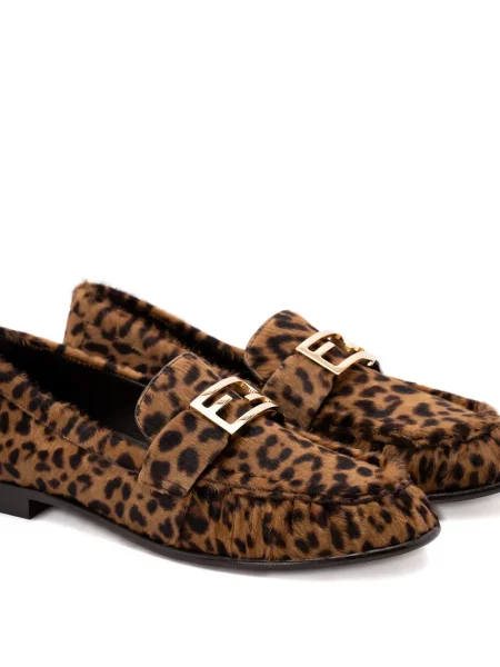 Leopardí loafers Fendi s potiskem hnědé